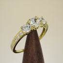 Solid 14K Yellow Gold Classic 5mm Triple Round Cut CZ Engagement Ring
