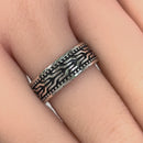Sterling Silver Dotted Ancient Pattern Band