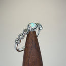 Sterling Silver Small Round Opal Marcasite Ring
