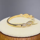 Solid 14K Yellow Gold Half Eternity Beaded Round Marquise CZ Ring