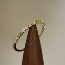 Solid 14K Yellow Gold Simplistic Twist Half Eternity Round CZ Ring