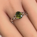Sterling Silver Charmed Oval Peridot CZ Ring