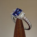 Sterling Silver 3-Stone Tanzanite-tone CZ Ring