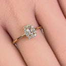 Solid 14K Yellow Gold Radiant CZ Halo Ring