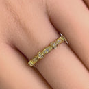Solid 14K Yellow Gold Half Eternity Round Marquise CZ Ring