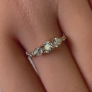 Solid 14K Yellow Gold Triple Round Clear CZ Engagement Ring