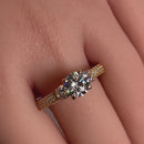 Solid 14K Yellow Gold Round 7mm Clear CZ Engagement Ring