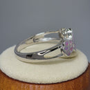 Sterling Silver Plumeria Pink Lab Opal Ring