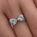 Sterling Silver Bow Heart Cut Clear CZ Ring