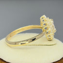 Solid 14K Yellow Gold Elegant Marquise CZ Halo Ring