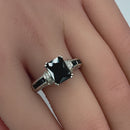 Sterling Silver Black Emerald Cut CZ Ring