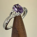 Sterling Silver Charmed Oval Amethyst CZ Ring