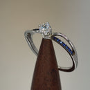 Sterling Silver Round Cut Engagement Blue CZ Ring
