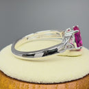 Sterling Silver Charmed Oval Ruby CZ Ring