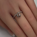 Sterling Silver Locked Heart Dangle Ring