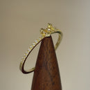 Solid 14K Yellow Gold Bow Ribbon Round CZ Ring