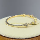 Solid 14K Yellow Gold Thin Half Eternity Pattern Stackable Diamond Ring