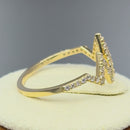 Solid 14K Yellow Gold Heartbeat CZ Ring
