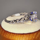 Sterling Silver Swirl Design Clear and Blue CZ Ring