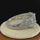 Sterling Silver 3 Stone Halo CZ Engagement Ring