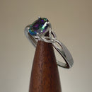 Sterling Silver Charmed Oval Rainbow CZ Ring