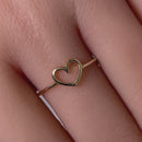 Solid 14K Gold Simple Open Heart Ring