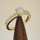 Solid 14K Yellow Gold Round 6mm Clear CZ Engagement Ring