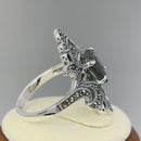 Sterling Silver Pear Shape Abalone Marcasite Ring