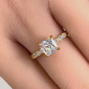 Solid 14K Yellow Gold Princess Cut CZ Engagement Ring