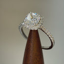 Solid 14K White Gold Cushion Cut Halo CZ Engagement Ring