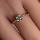 Solid 14K Yellow Gold Solitaire Round Cut CZ Engagement Ring