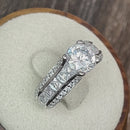 Sterling Silver Round & Princess Cut Clear CZ Ring