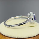 Sterling Silver Oval Blue Tanzanite Halo CZ Engagement Ring