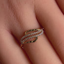 Solid 14K Yellow Gold Curved CZ Ring