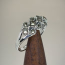 Sterling Silver Square and Round Marcasite Ring