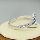 Sterling Silver Blue Lab Opal Cross Ring