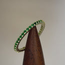 Solid 14K Yellow Gold Eternity Green CZ Ring