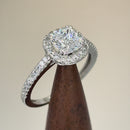 Solid 14K White Gold Cushion Halo Engagement Clear CZ Ring