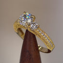 Solid 14K Yellow Gold Round 7mm Clear CZ Engagement Ring