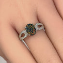 Sterling Silver Black Oval Lab Opal CZ Ring