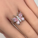 Sterling Silver Pink CZ Butterfly Ring