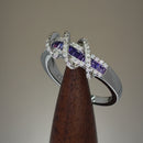 Sterling Silver Exotic Twisted Amethyst & Clear CZ Ring