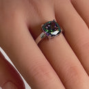 Sterling Silver Cushion Cut Rainbow Topaz CZ Ring