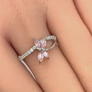 Sterling Silver Butterfly Pink CZ Ring