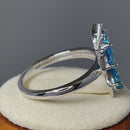 Sterling Silver Large Blue Topaz CZ Butterfly Ring