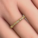 Solid 14K Yellow Gold Half Eternity Round Marquise Pattern Diamond Ring