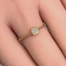 Solid 14K Yellow Gold Modern Abstract Round CZ Ring