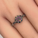 Sterling Silver Floral Rainbow Topaz CZ Ring