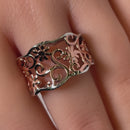 Sterling Silver Rose Gold Two Tone Flowers Ring