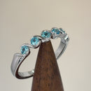 Sterling Silver Quintuple Aqua Blue CZ Ring